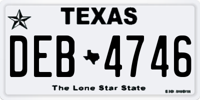 TX license plate DEB4746