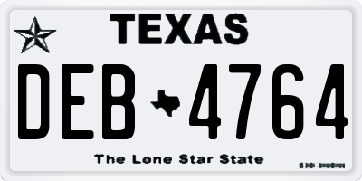 TX license plate DEB4764