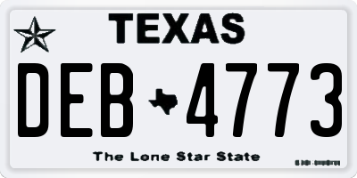 TX license plate DEB4773