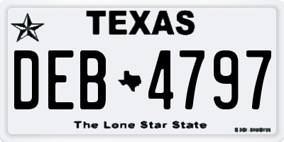 TX license plate DEB4797