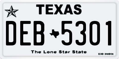 TX license plate DEB5301