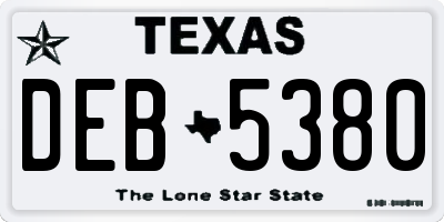 TX license plate DEB5380