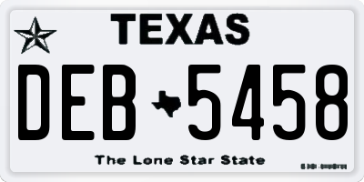 TX license plate DEB5458