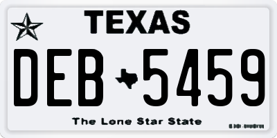 TX license plate DEB5459