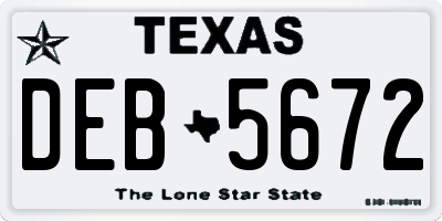 TX license plate DEB5672