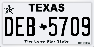 TX license plate DEB5709