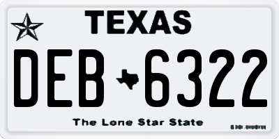 TX license plate DEB6322