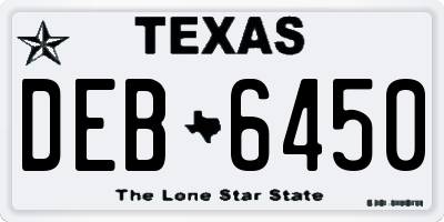 TX license plate DEB6450