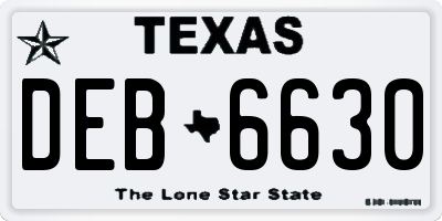 TX license plate DEB6630