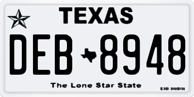 TX license plate DEB8948