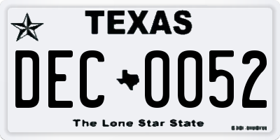 TX license plate DEC0052