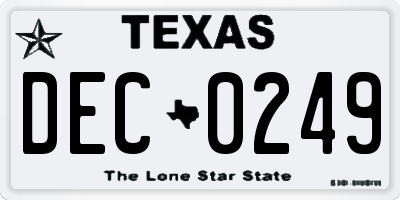 TX license plate DEC0249