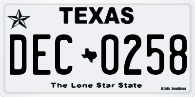 TX license plate DEC0258