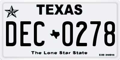 TX license plate DEC0278