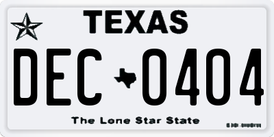 TX license plate DEC0404