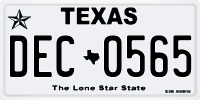 TX license plate DEC0565