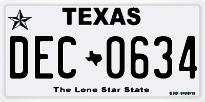 TX license plate DEC0634