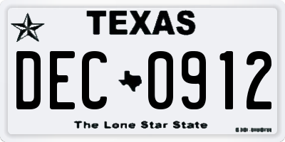 TX license plate DEC0912