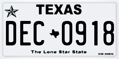 TX license plate DEC0918