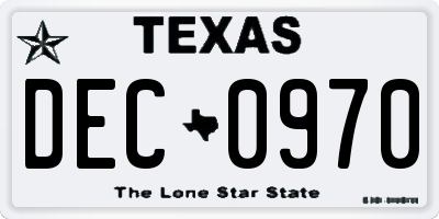 TX license plate DEC0970