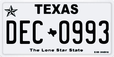 TX license plate DEC0993