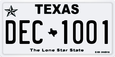TX license plate DEC1001