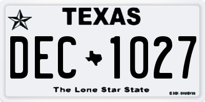 TX license plate DEC1027