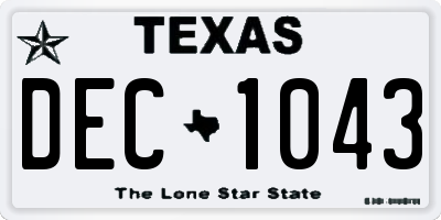 TX license plate DEC1043