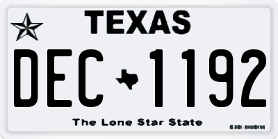 TX license plate DEC1192