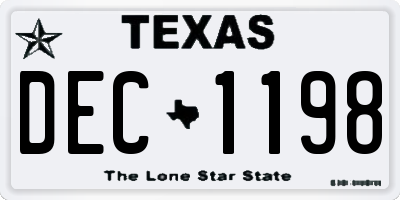 TX license plate DEC1198