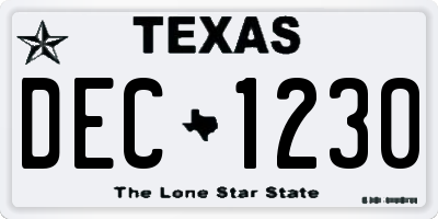 TX license plate DEC1230