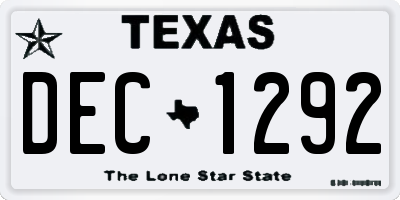 TX license plate DEC1292