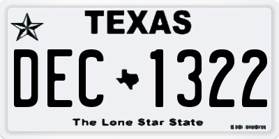 TX license plate DEC1322