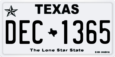 TX license plate DEC1365