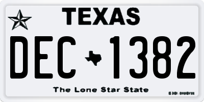 TX license plate DEC1382
