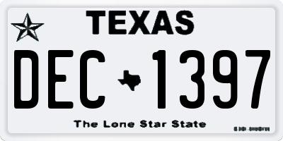 TX license plate DEC1397