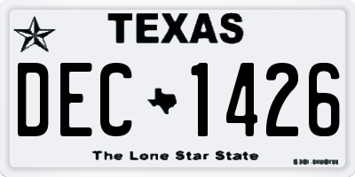 TX license plate DEC1426