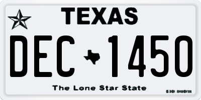 TX license plate DEC1450