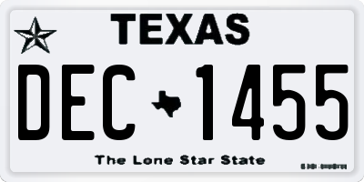TX license plate DEC1455