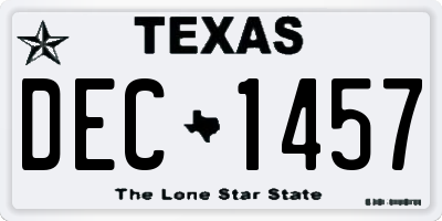 TX license plate DEC1457