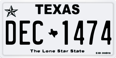 TX license plate DEC1474