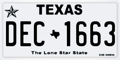 TX license plate DEC1663