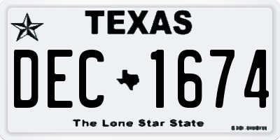 TX license plate DEC1674