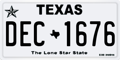 TX license plate DEC1676