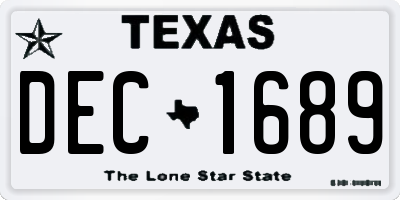 TX license plate DEC1689