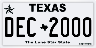 TX license plate DEC2000