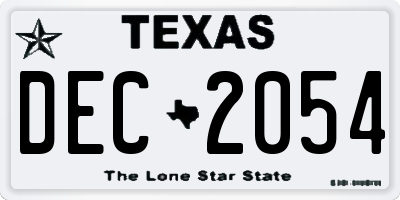 TX license plate DEC2054