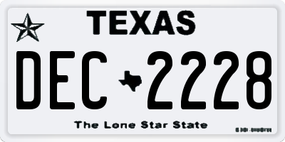TX license plate DEC2228