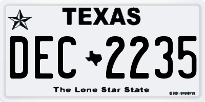 TX license plate DEC2235
