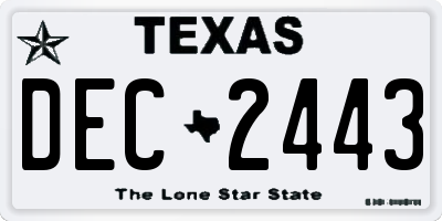 TX license plate DEC2443
